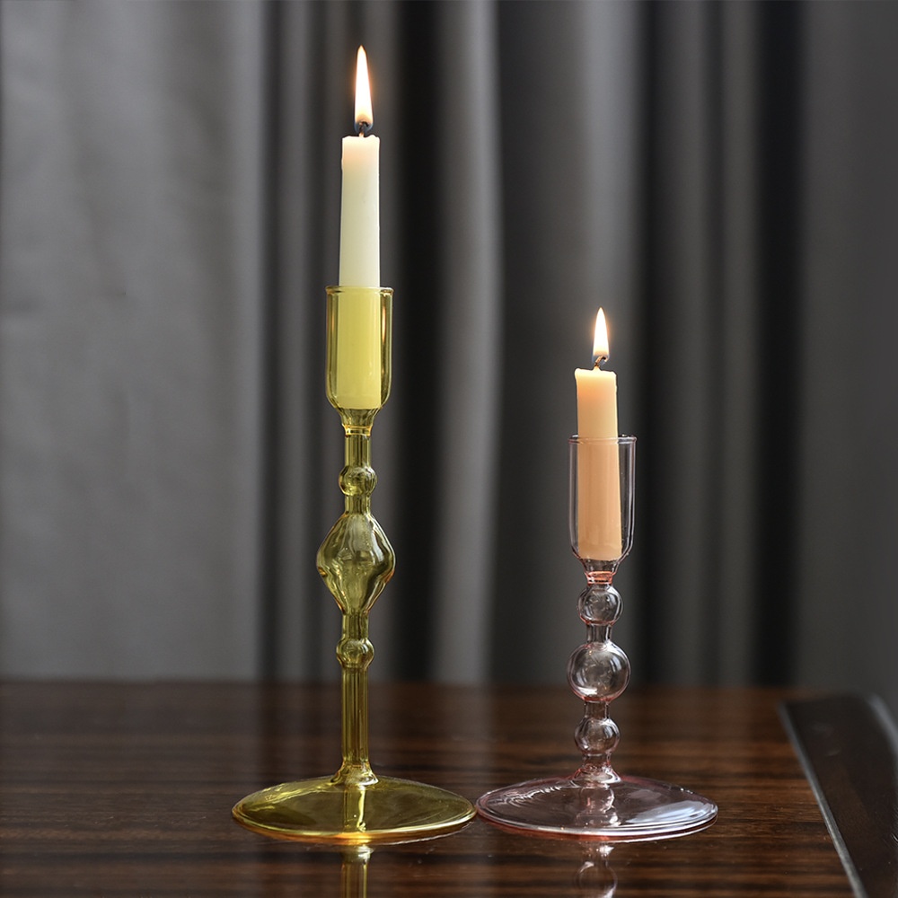 French Colored Glass Retro Domestic Candlestick Chinese Style Decoration Wedding Shooting Props