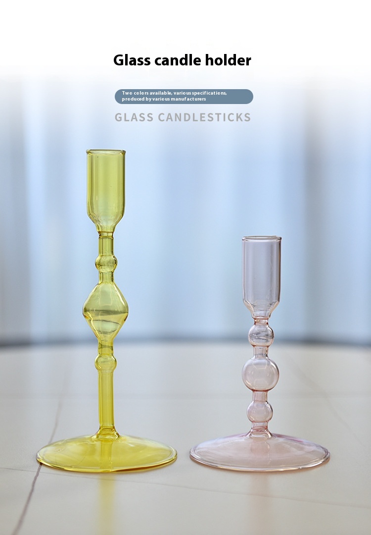 Title 3, French Colored Glass Retro Domestic Candlestick...