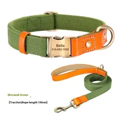 Small Dog Neck Collar Traction Rope - Green - View 1