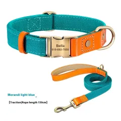 Small Dog Neck Collar Traction Rope - Light Blue - View 1