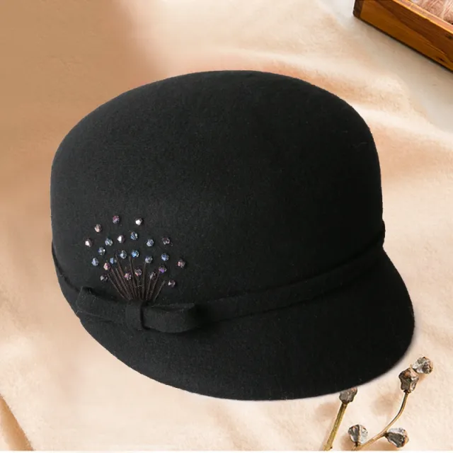 Wool Peaked Cap Casual Woolen Felt Hat Black - Shop at LoveMi