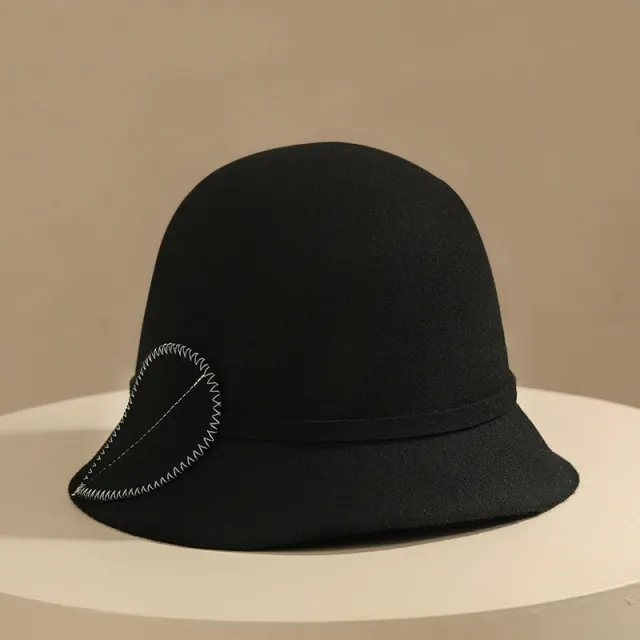 Retro Wool Top Hat Women's Fashion Woolen Bucket Hat Black - Shop at LoveMi