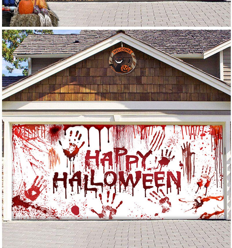 Title 6, Halloween Pumpkin Background Fabric Garage Door...