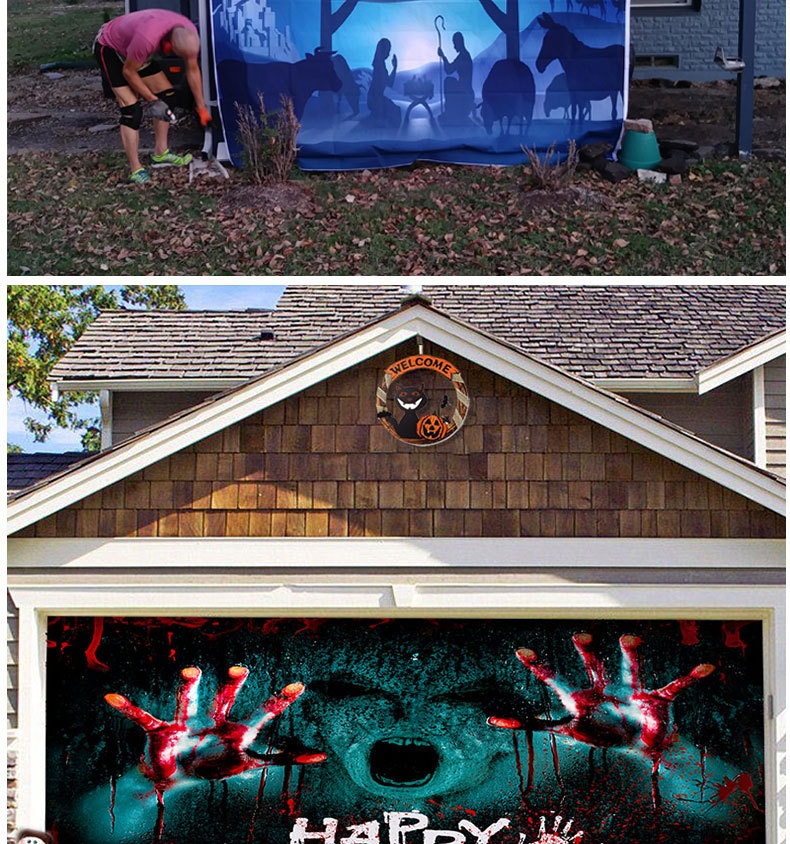 Title 11, Halloween Pumpkin Background Fabric Garage Door...