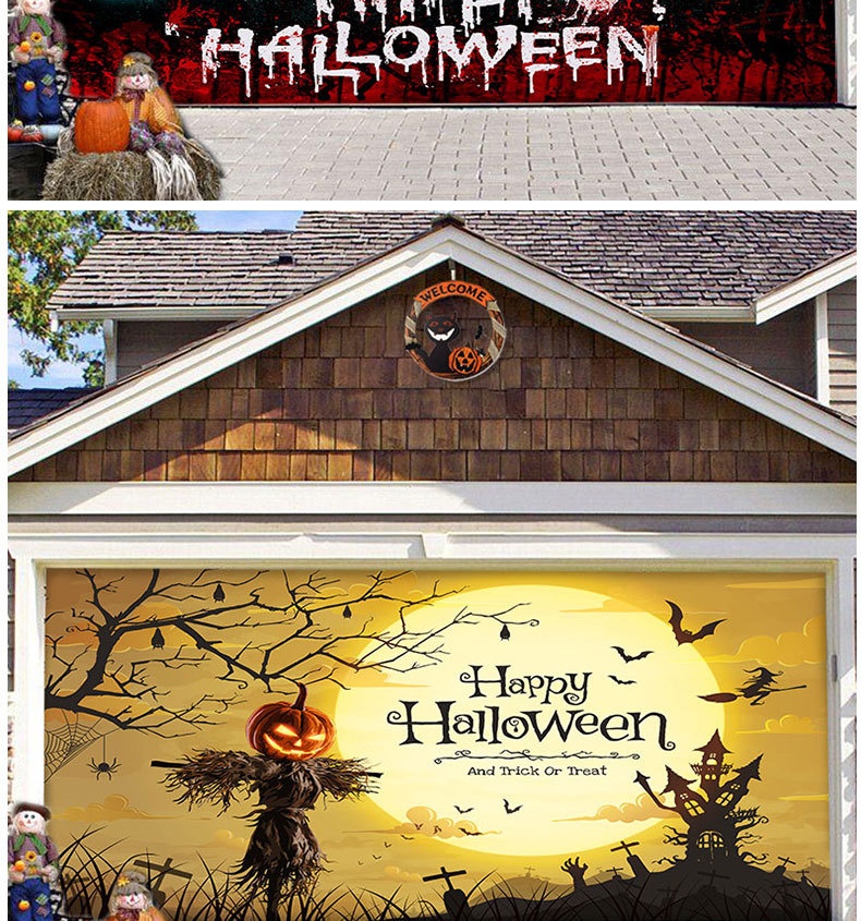 Title 9, Halloween Pumpkin Background Fabric Garage Door...