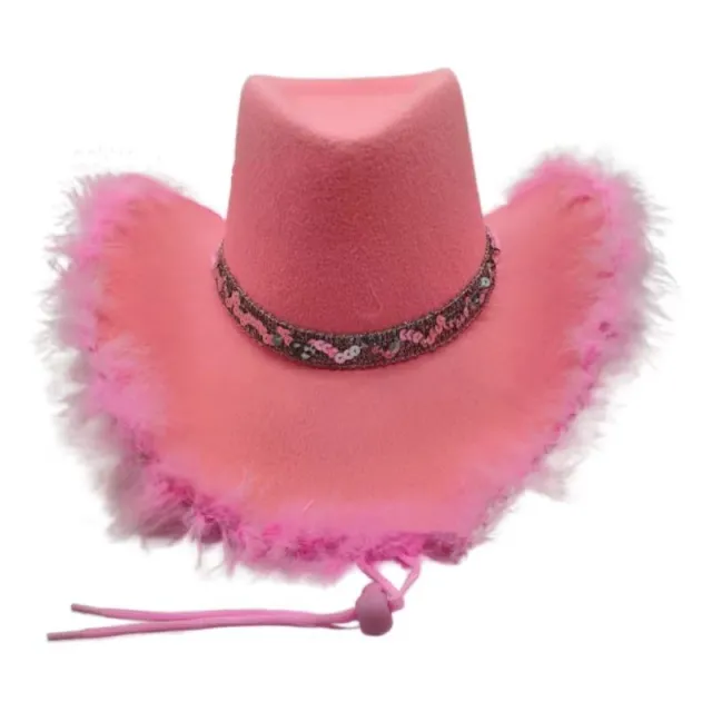 Sequined Ribbon Upturned Eaves Raw Edge Denim Top Hat Pink - Shop at LoveMi