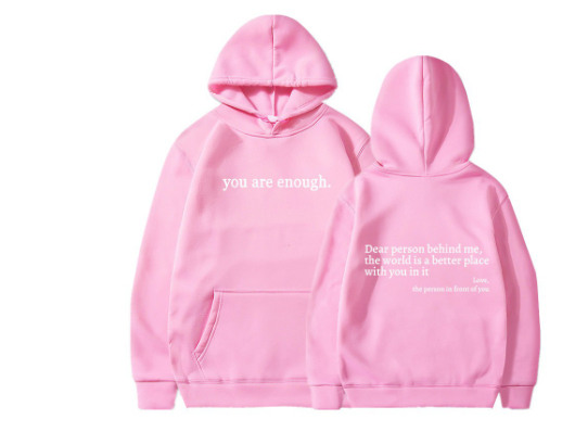 Pink and white text