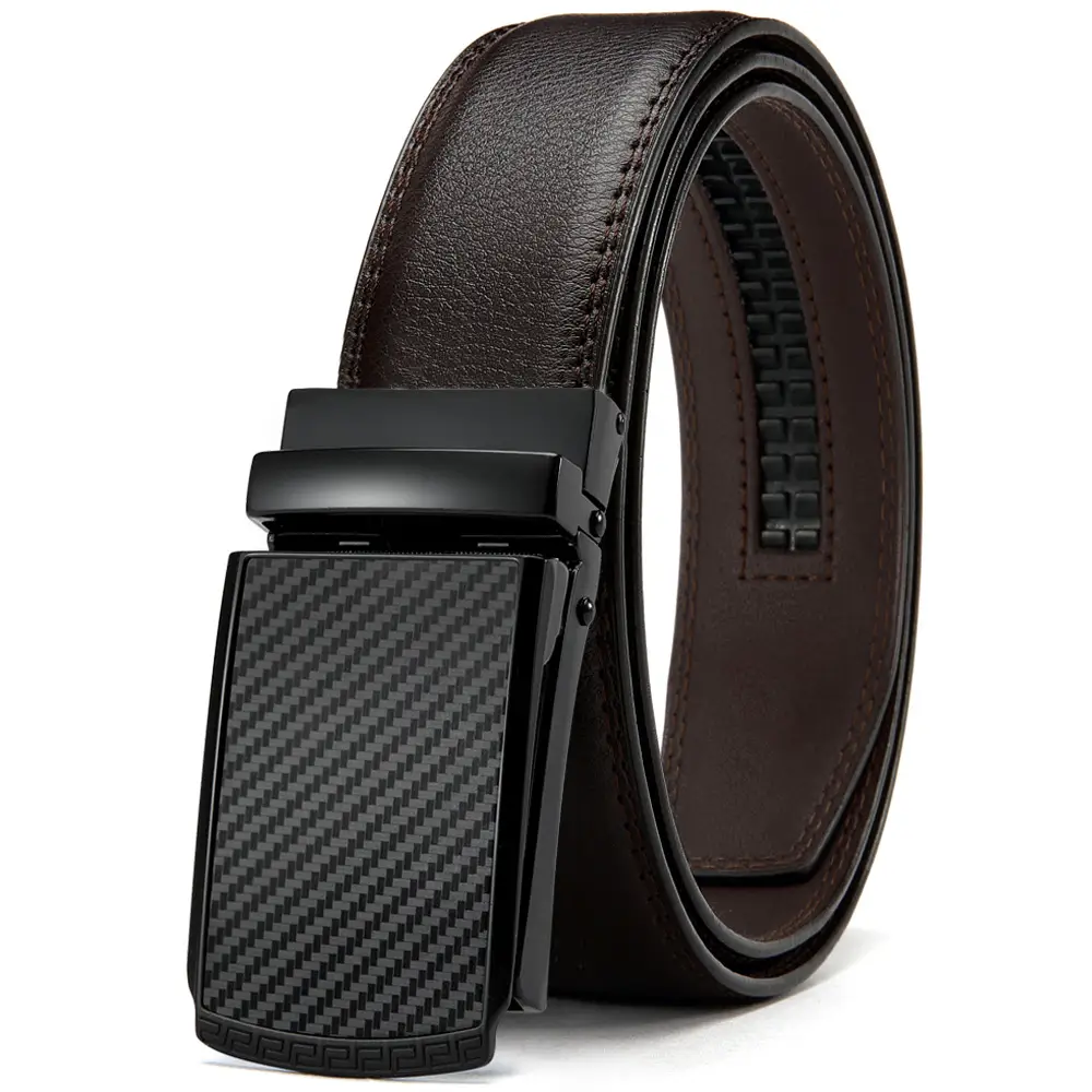 Men's Casual Fashion Automatic Buckle Two Layer Cowhide Leather Belt