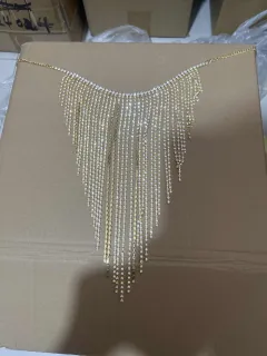 Vintage Claw Chain Rhinestone Tassel Drill Chain Veil Accessories - Gold - View 1