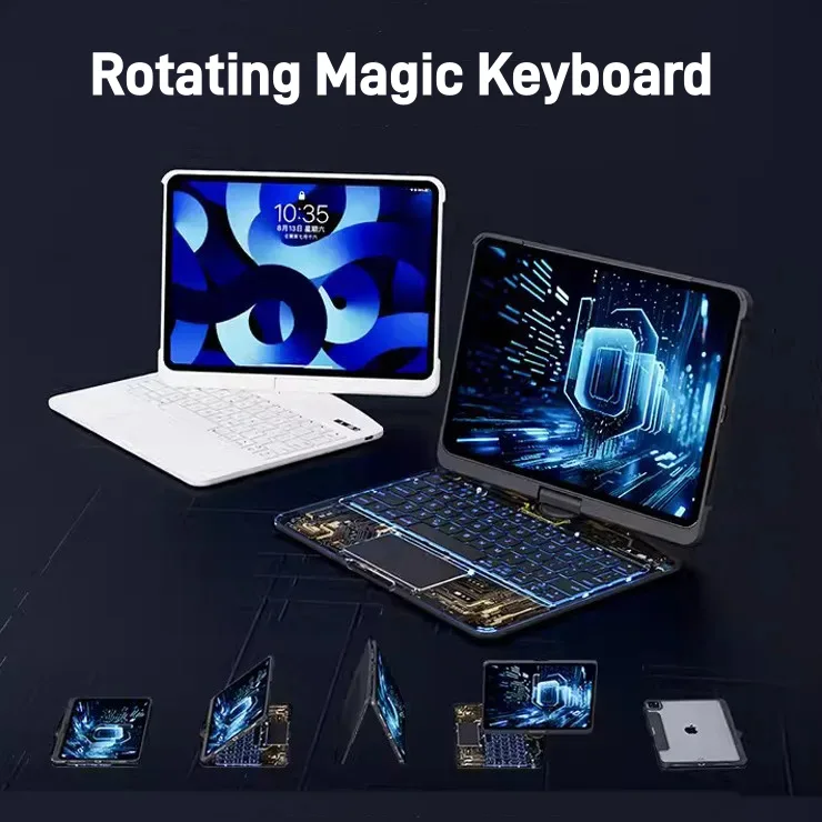 360 Swivel Keyboard Clear Case for IPad Smart Trackpad