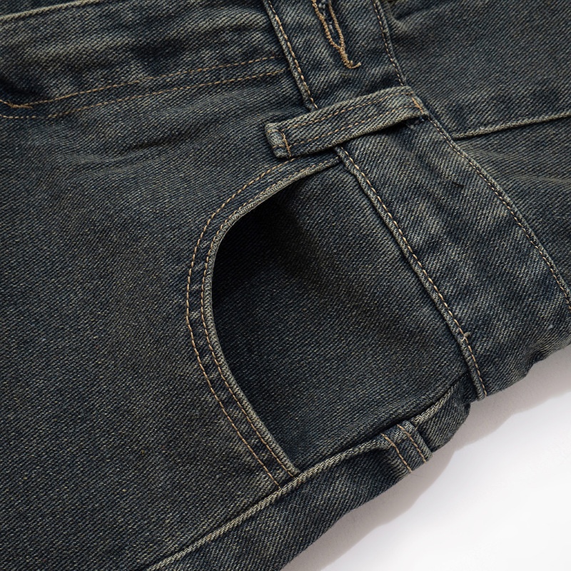 Title 10, Ärmelloser, rückenfreier Denim-Overall mit Curl...