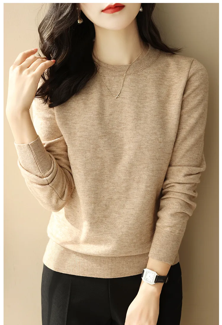 Autumn And Winter Half High Collar Loose Knitted Bottoming Shirt Sweater For Women - Flower Khaki