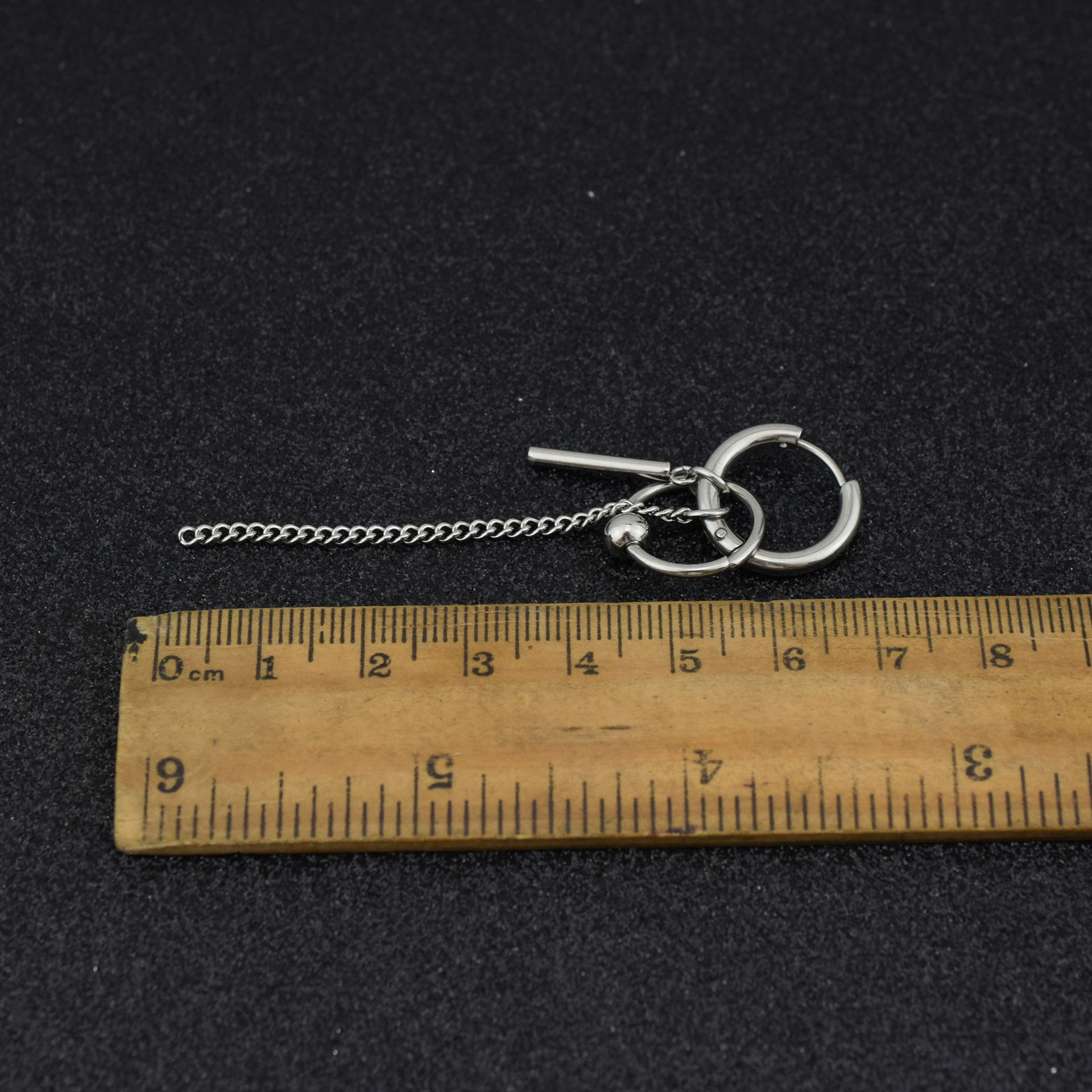 Title 1, Pendientes largos de cadena con anillos, estilo...