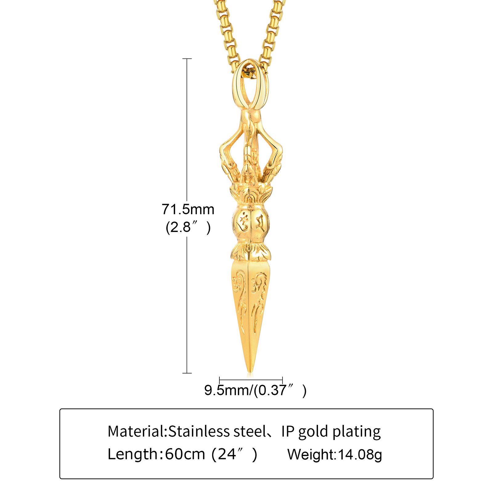 Gold Pendant Necklace 60CM