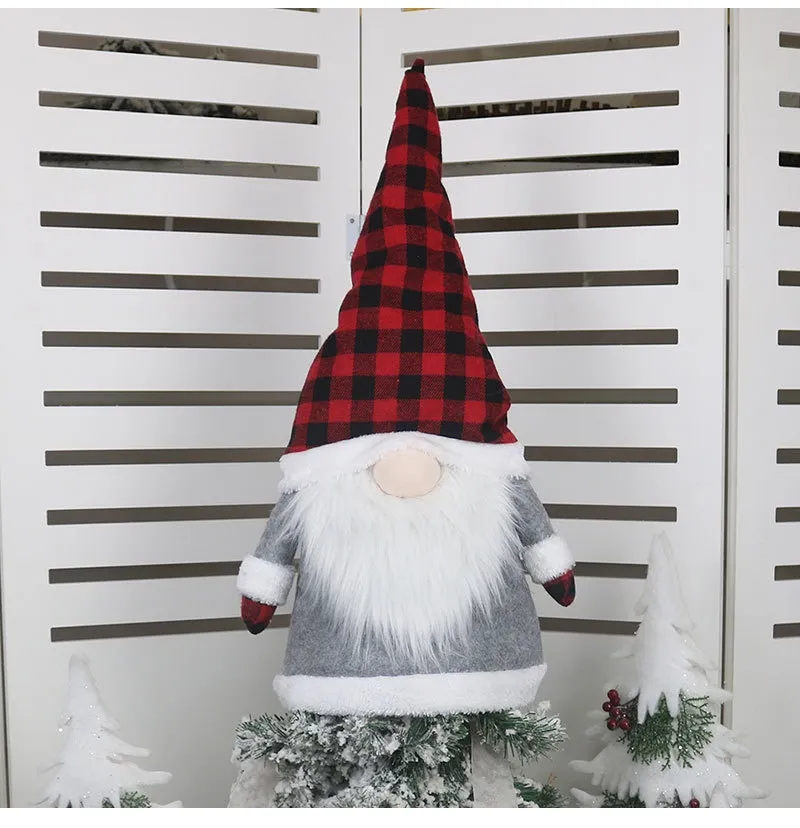 Forest Elderly Tree Top Star Creative Faceless Doll - Black And Red Grid