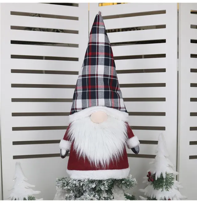 Forest Elderly Tree Top Star Creative Faceless Doll Black And White Plaid - Shop at LoveMi