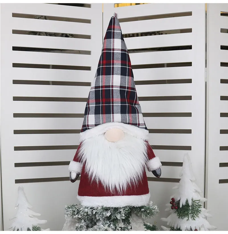 Forest Elderly Tree Top Star Creative Faceless Doll - Black And White Plaid