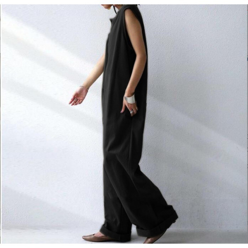 Title 5, Temperament Pure Color Sleeveless Jumpsuit For ...