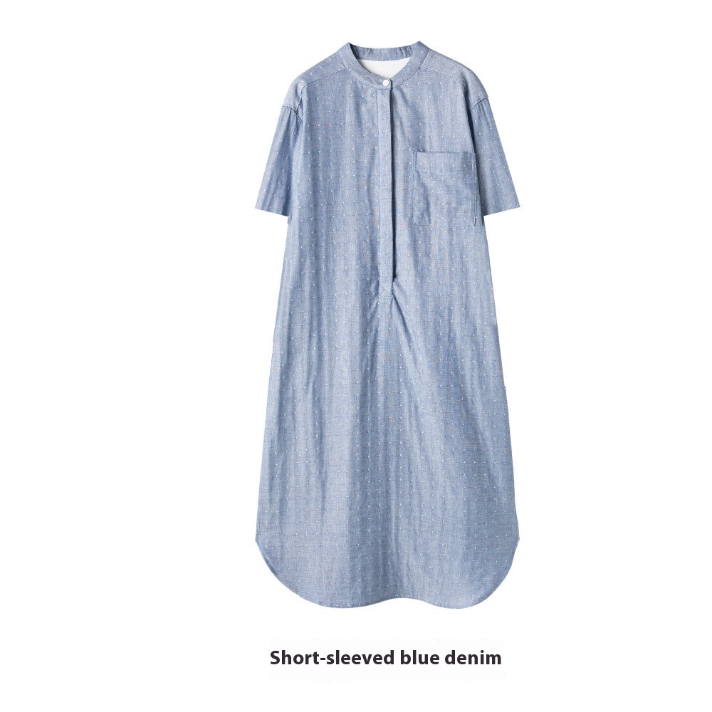 Short Sleeve Denim Blue Dot