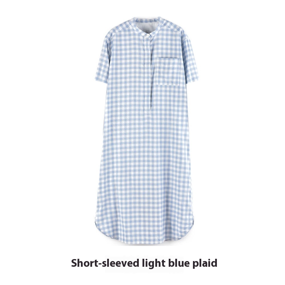 Short Sleeve Light Blue Grid