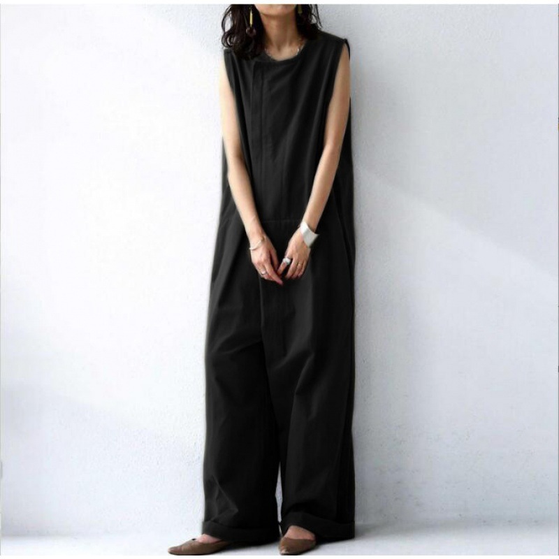 Title 4, Temperament Pure Color Sleeveless Jumpsuit For ...