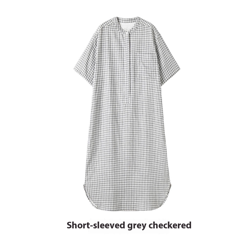 Short Sleeve Gray Fine Lattice