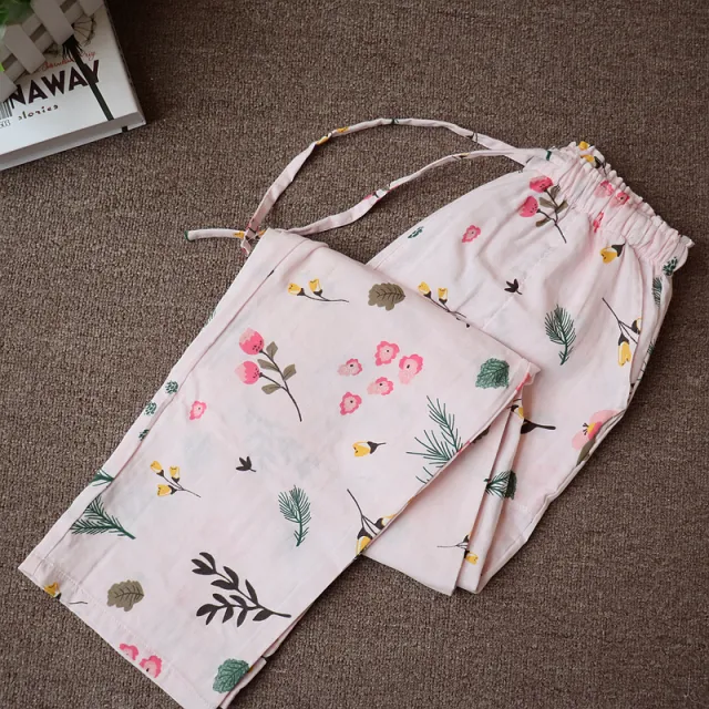 Double Layered Oversized Sleeping Pants With Added Fat And Breathable Floral Patterns Bellflower Pink - Shop at LoveMi