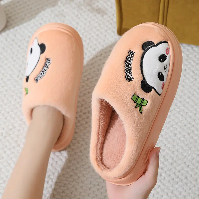 Cute Cartoon Panda Slippers Home Winter Warm Thick-soled Floor