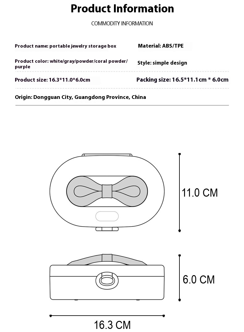 Title 10, Large Capacity Bow Handle Jewelry Box Ring Brac...