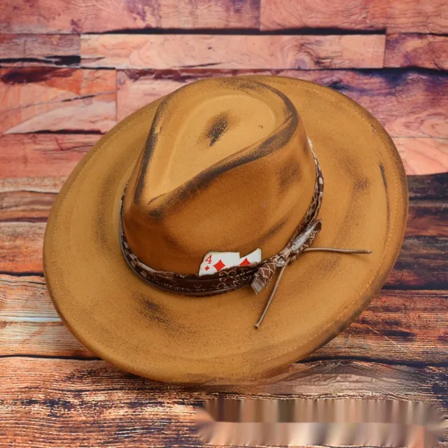 Fashion Retro Original Design Fedora Hat European And American Fur Felt Hat Retro Poker Style Orange - Shop at LoveMi