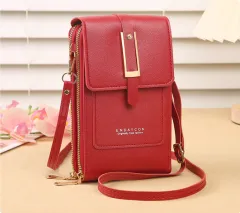 Women's Crossbody Shoulder Bag Transparent Multifunctional Touch Screen Phone Bag - Red - View 1