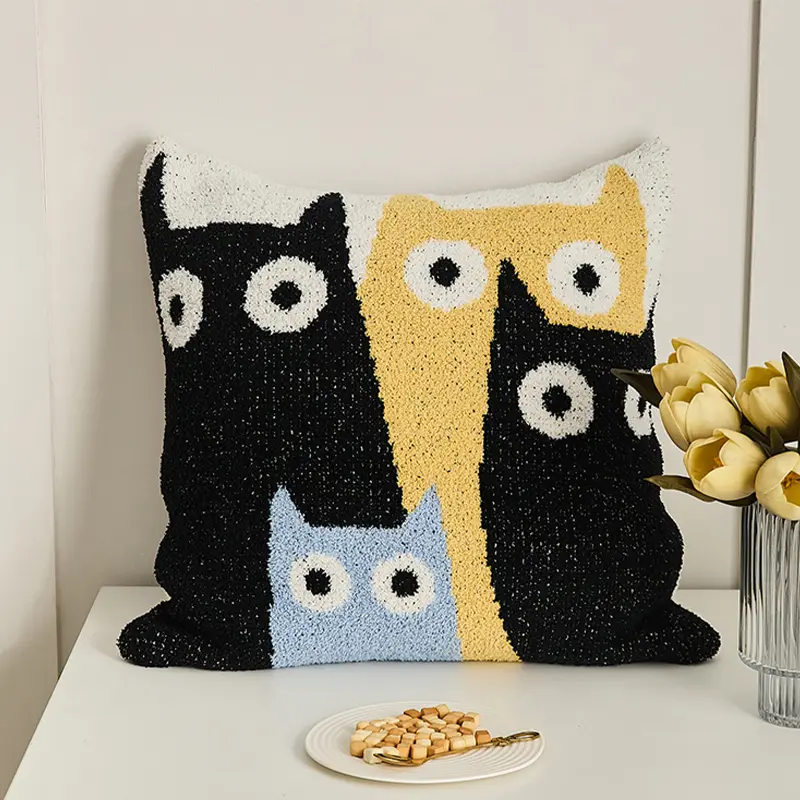 Cute Cat Pillow Cover With Core