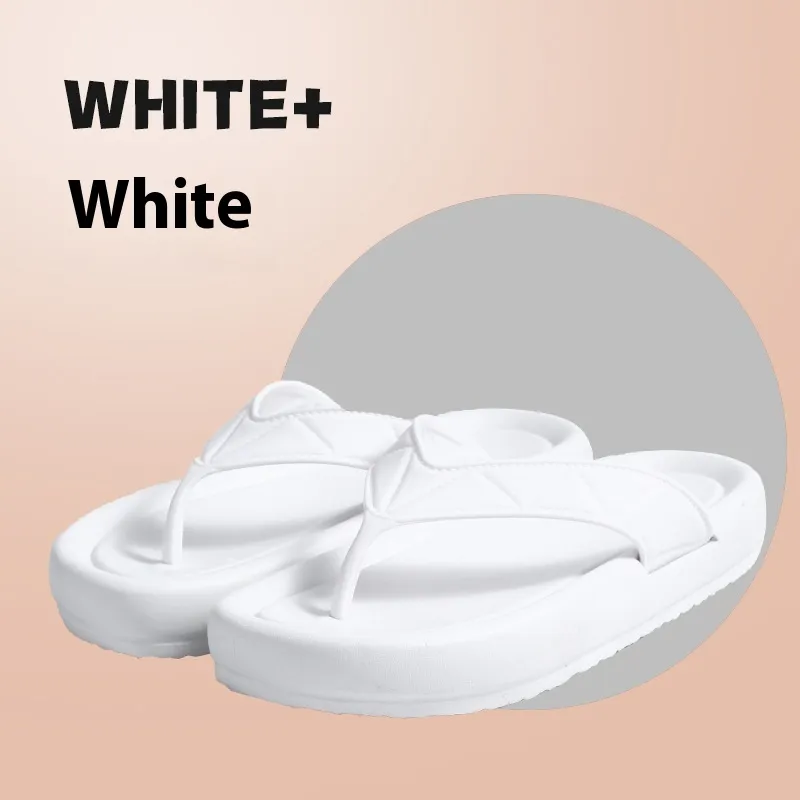 Women's Outdoor Fashion Thick Bottom Non-slip New Home Couples Flip Flops Slippers - White