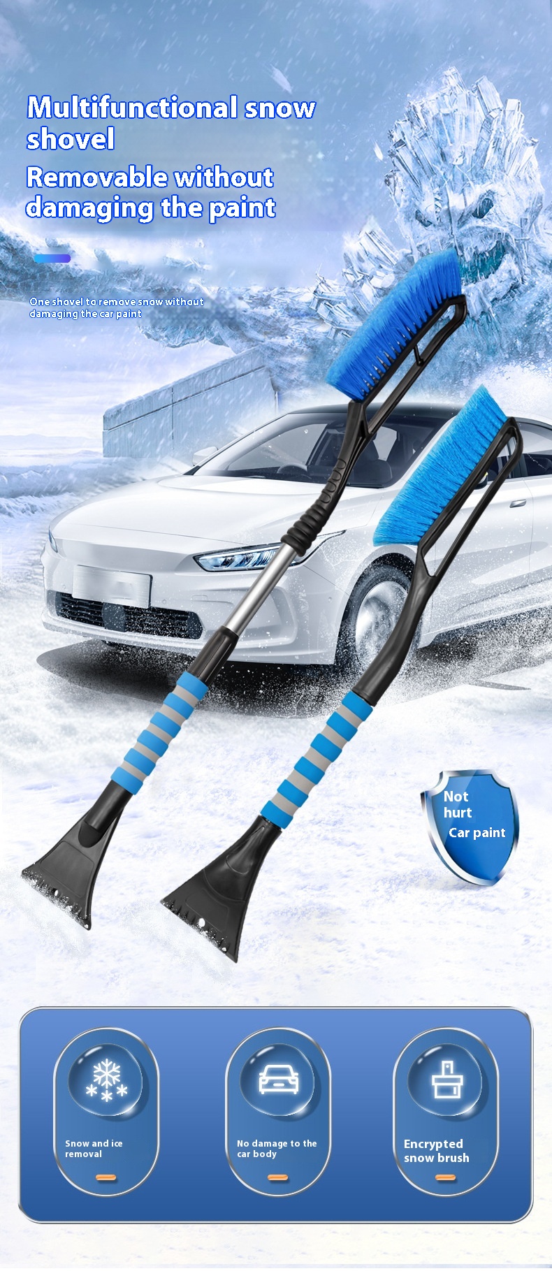 Title 3, Car Snow Plough Shovel Removable Cleaning Tool