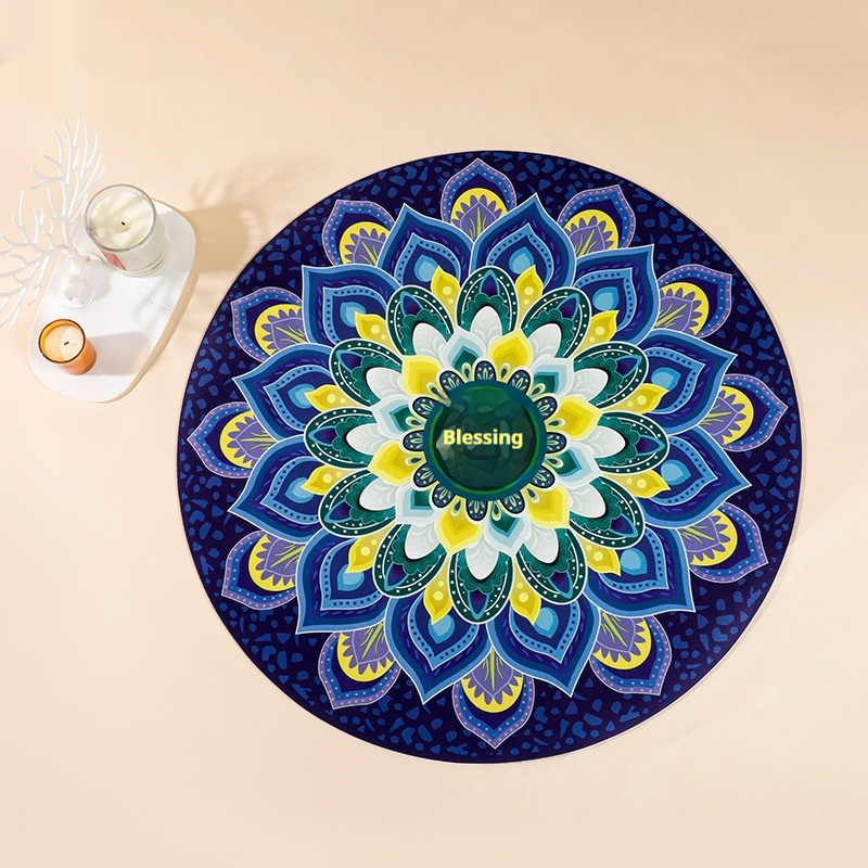 Suede Natural Rubber Large Round Yoga Non-slip Mat