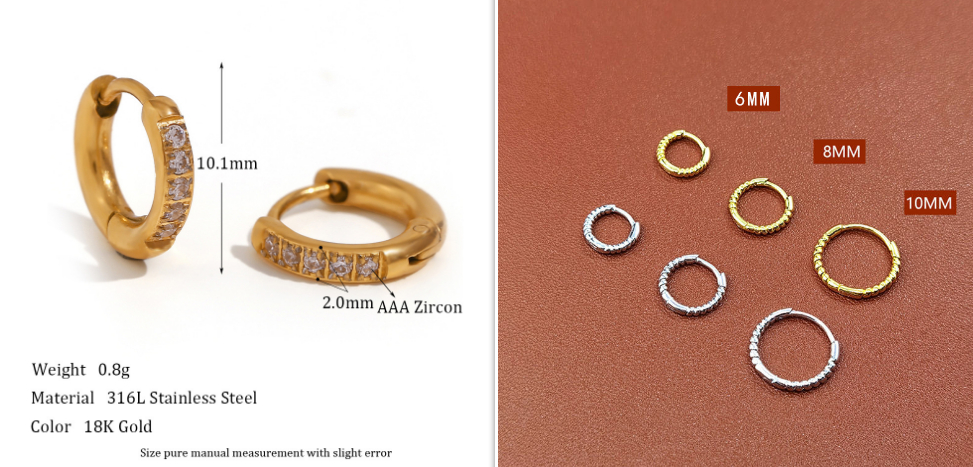 6mm and 10mm gold