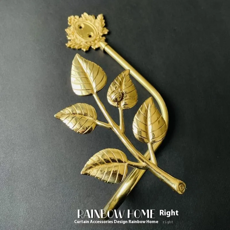 Lily Little Angel Wings Brass Curtain American Decoration Hook - Ladybug Leaf Right