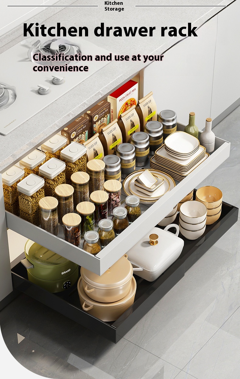 Title 4, Punch-free Retractable Cabinet Pull-out Rack