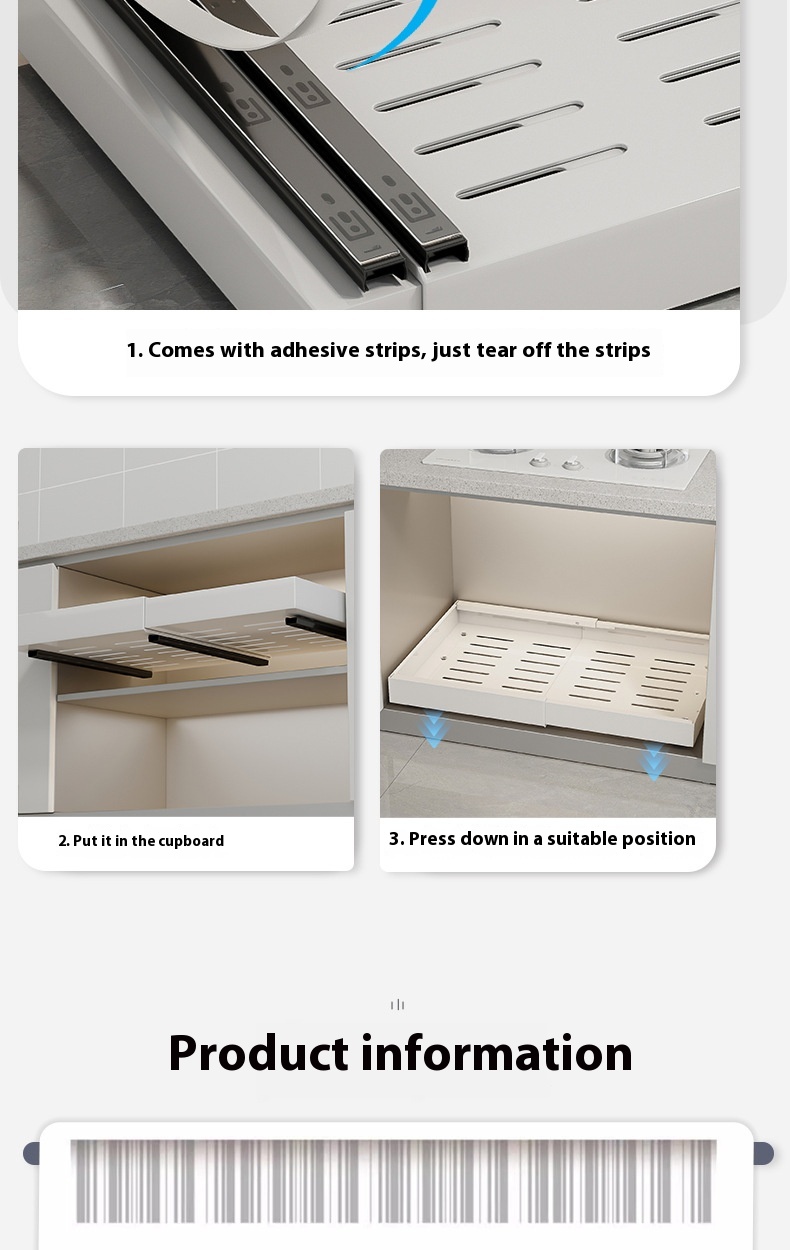 Title 12, Punch-free Retractable Cabinet Pull-out Rack