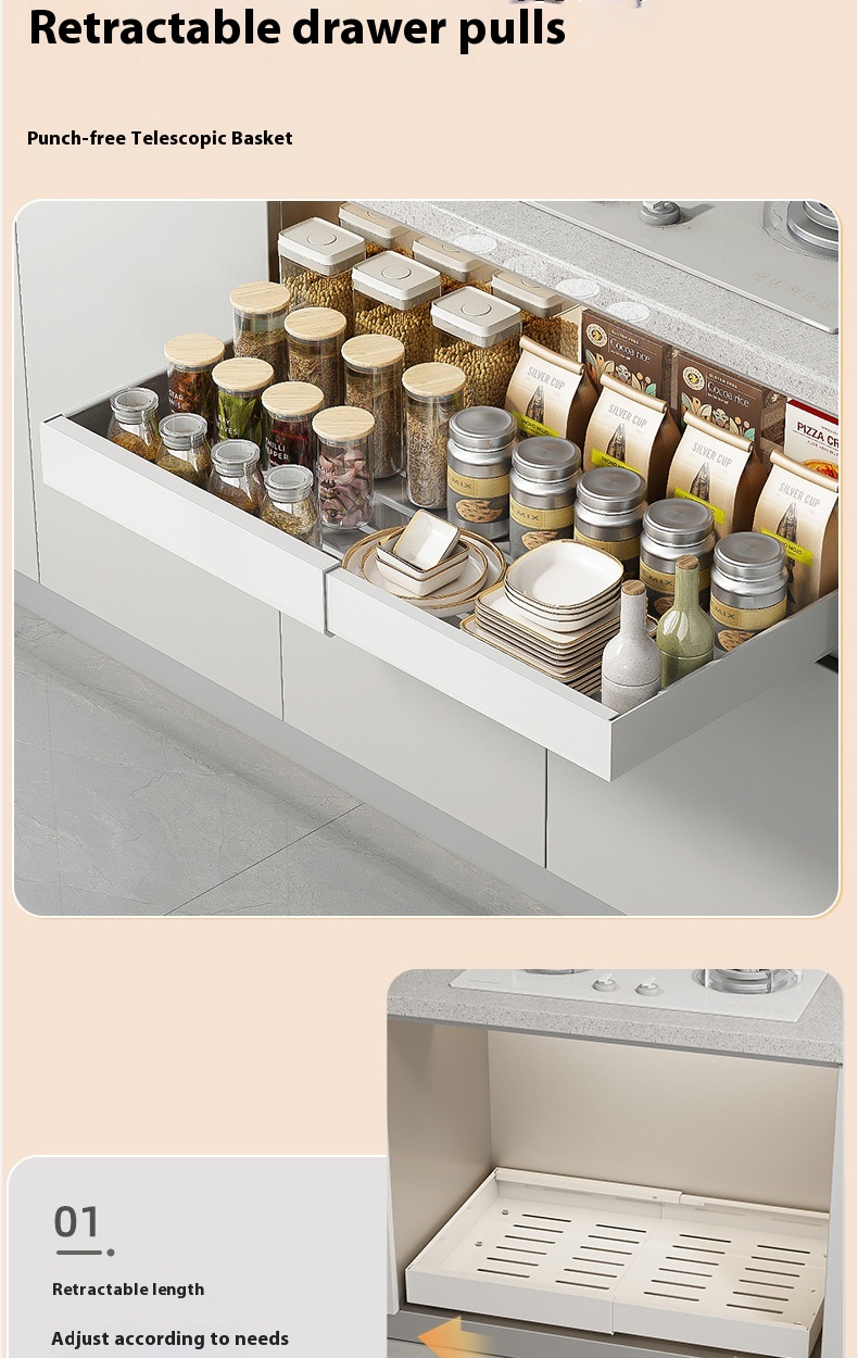 Title 2, Punch-free Retractable Cabinet Pull-out Rack