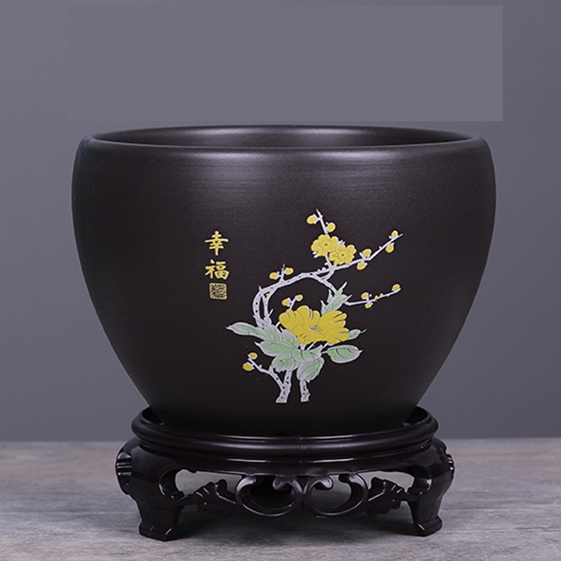 Title 5, Desktop Flower Pot Ceramic Large Purple Sand Gl...