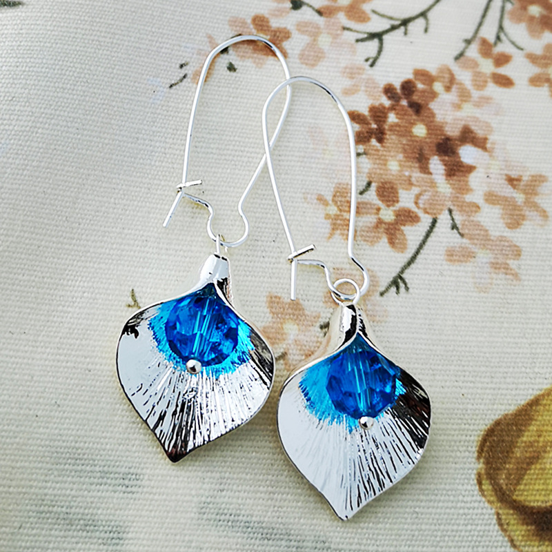 Alloy Orchid Long Crystal Earrings