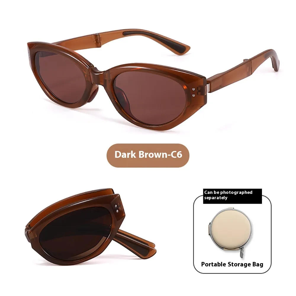 Foldable Sunglasses Women's UV Protection Summer Simplicity - Coffee