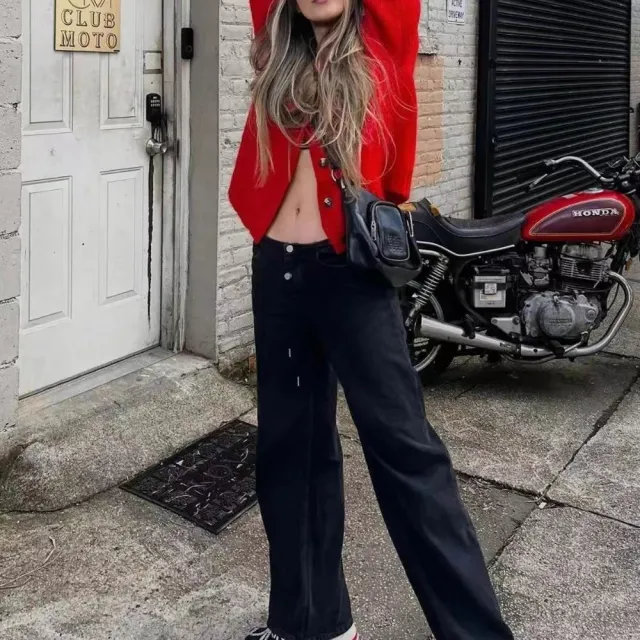 Low Waist Wide Leg Women's Jeans Fashion Loose Black - Shop at LoveMi