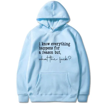 Sports Printed Long Sleeve Pullover Hoodie Sweater - Light Blue Black Letters