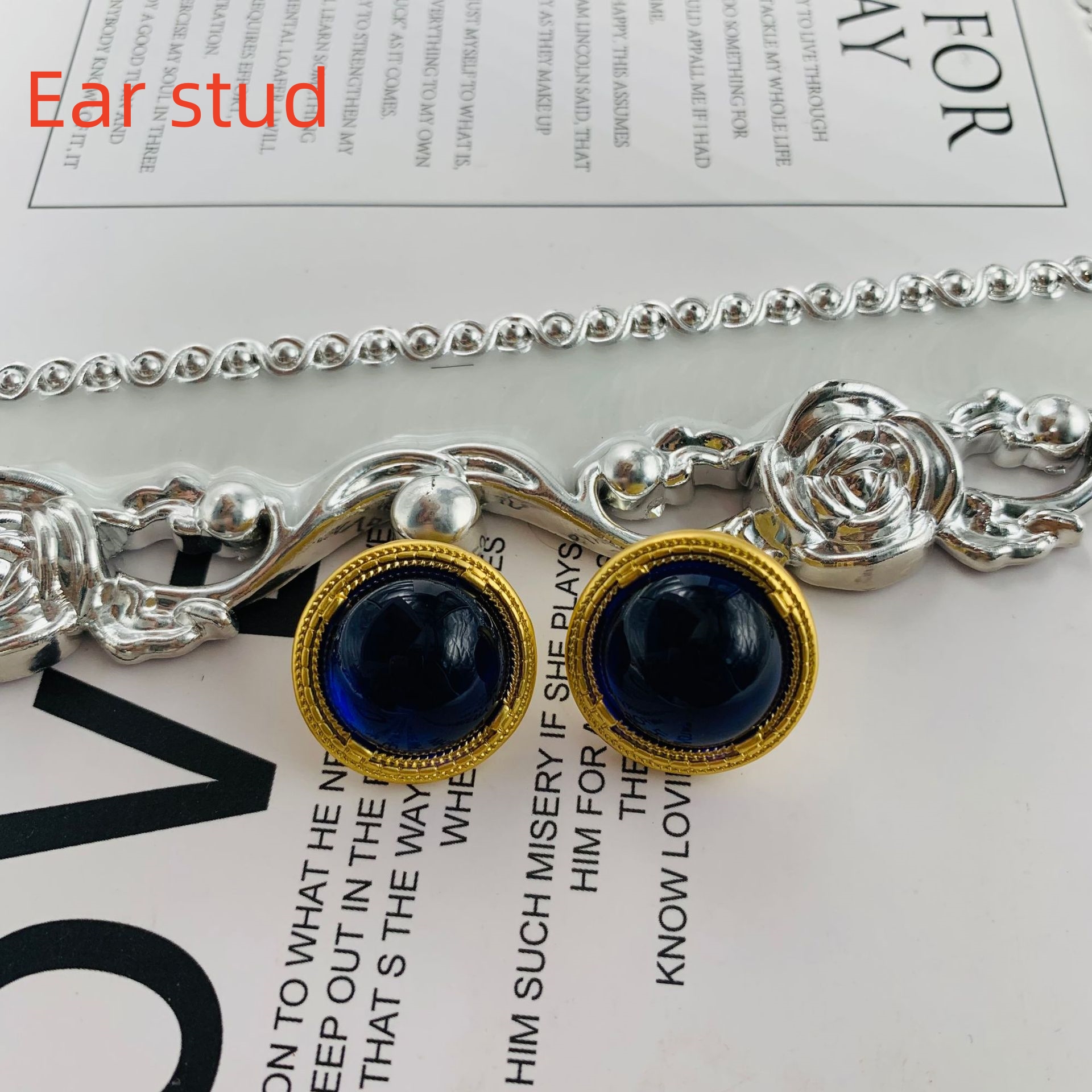 Blue Glaze Ear Studs