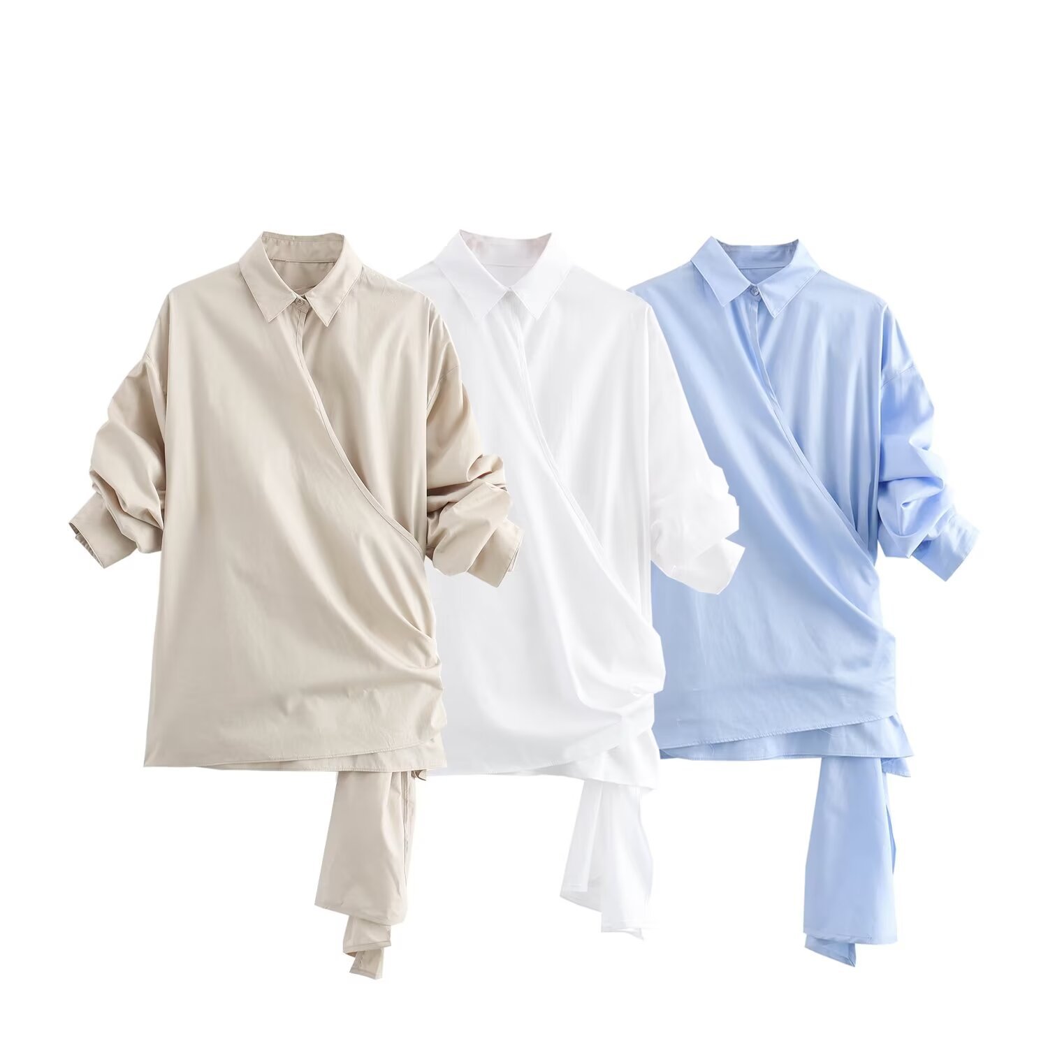 Summer New Bowknot Decoration Poplin Short Sleeve Shirt