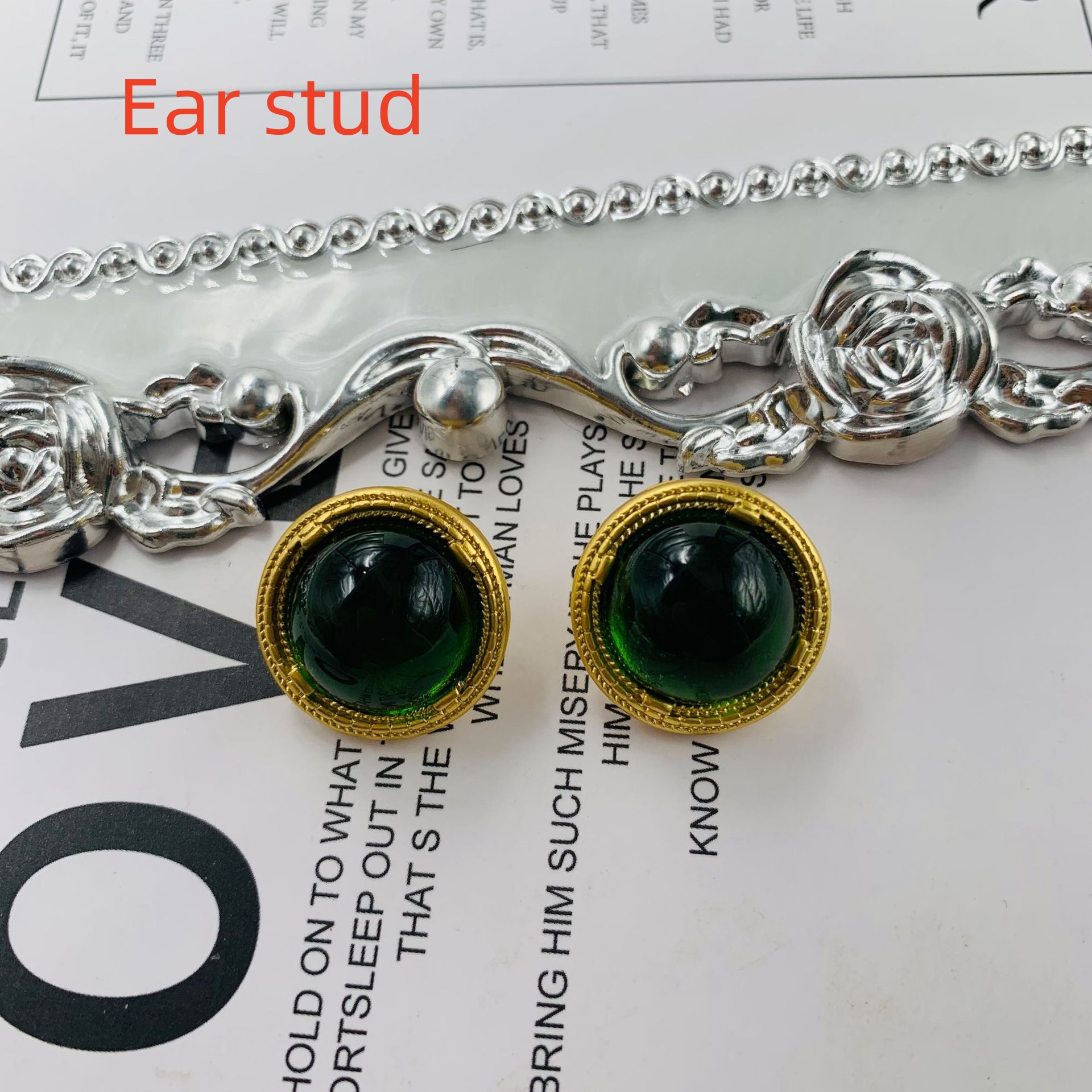 Green Colored Glaze Ear Studs