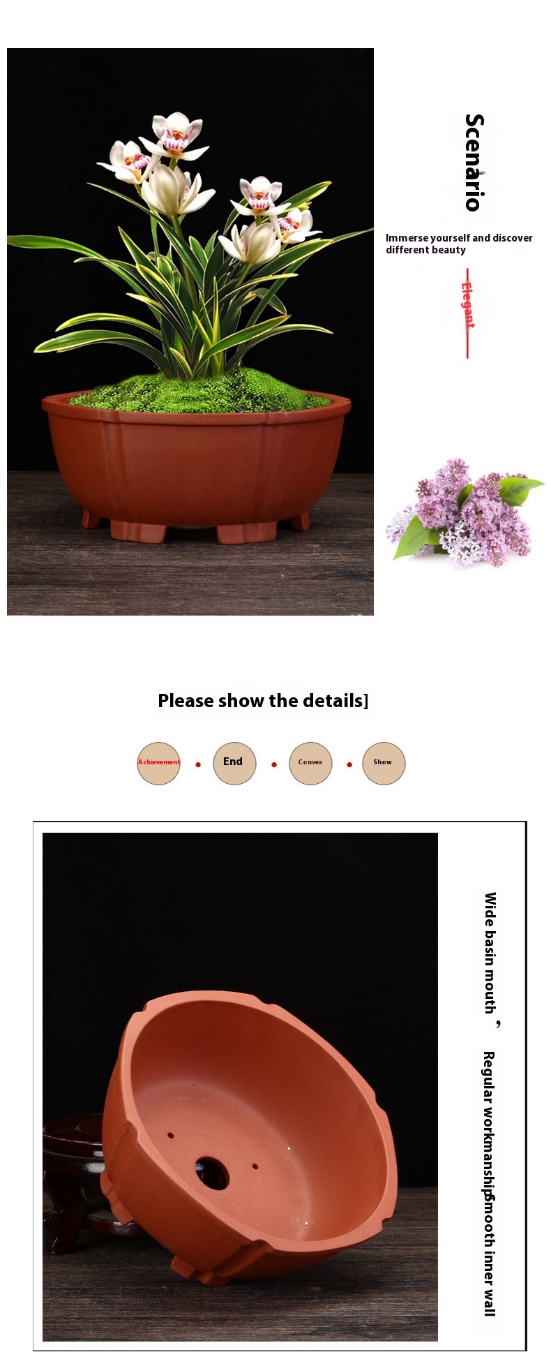 Title 7, Purple Sand Orchid Pots Household Round Desktop...