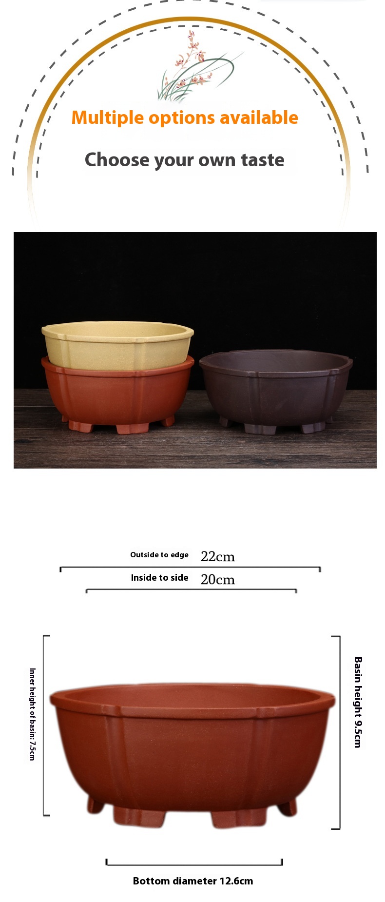 Title 3, Purple Sand Orchid Pots Household Round Desktop...